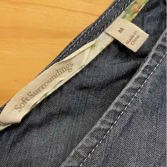 SOFT SURROUNDINGS Dress Womens Medium Sleeveless Chambray Knee-length - Picture 3 of 7